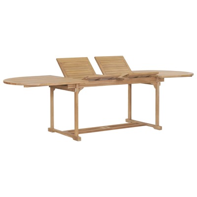 Extending Garden Table Solid Teak Wood Oval