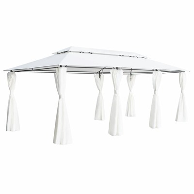 Gazebo with Curtains  White