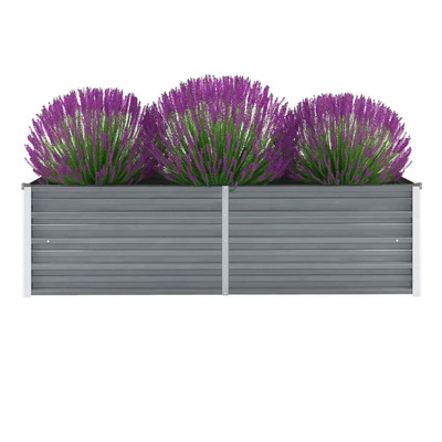 Garden Planter Galvanised Steel Grey