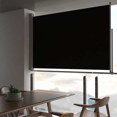 Patio Retractable Side Awning - Black