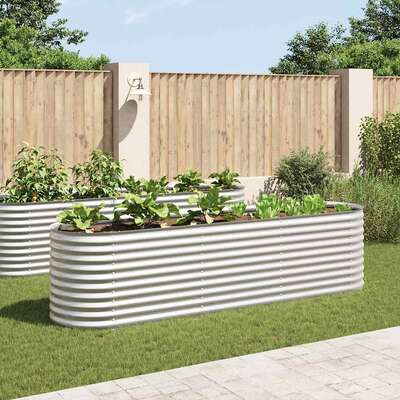 Garden Planter, Galvanised Steel Silver