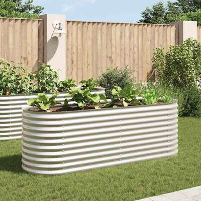 Garden Planter - Galvanised Steel Silver