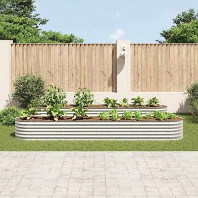 Garden Planter Galvanised  Steel Silver