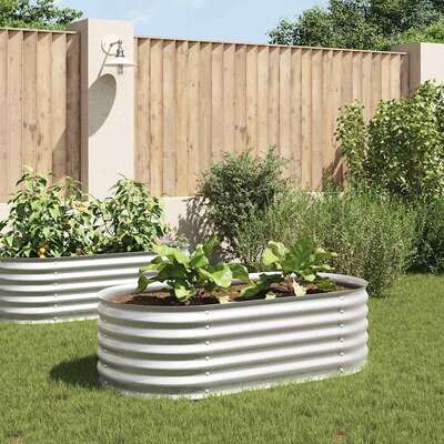 Garden Planter Galvanised Steel  Silver