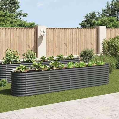 Garden Planter  Galvanised Steel  Grey