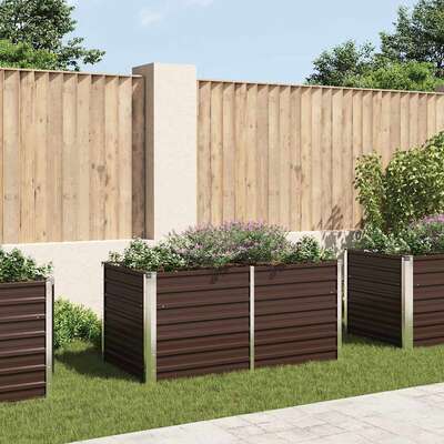 Raised Garden Bed Brown 160x80x77 cm Galvanised Steel