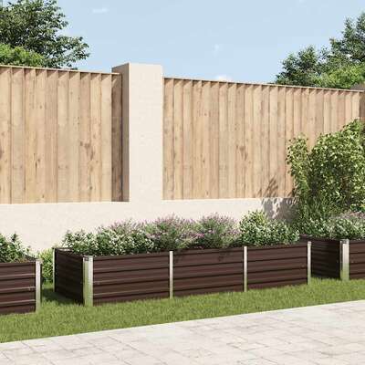 45714 Garden Raised Bed Brown 240x80x45 cm Galvanised Steel