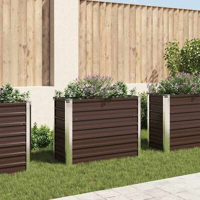 45719 Garden Raised Bed Brown 100x40x77 cm Galvanised Steel