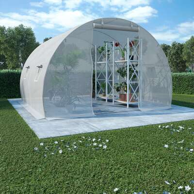 Greenhouse with Steel Foundation - White