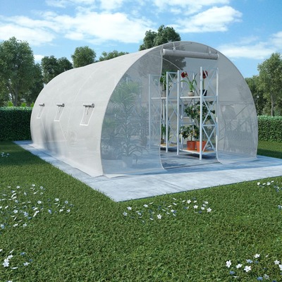 Greenhouse with Steel Foundation White 