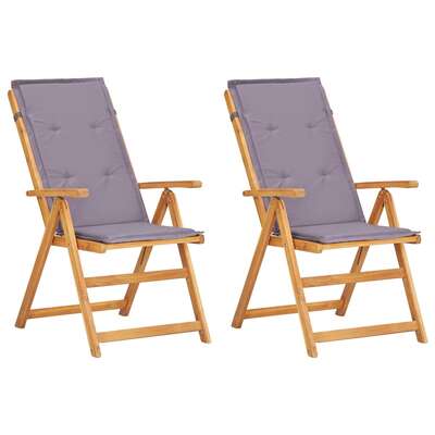 Reclining Garden Chairs 2 pcs Brown Solid Acacia Wood
