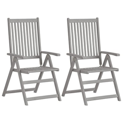 Garden Reclining Chairs 2 pcs Grey Solid Acacia Wood