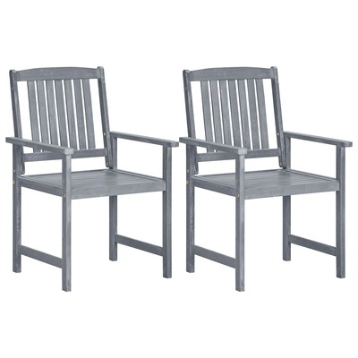 Garden Chairs 2 pcs Grey Solid Acacia Wood