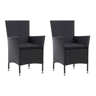 Garden Chairs 2 pcs Black Poly Rattan