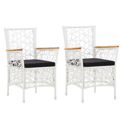 Outdoor Chairs 2 pcs with Cushions Poly Rattan White