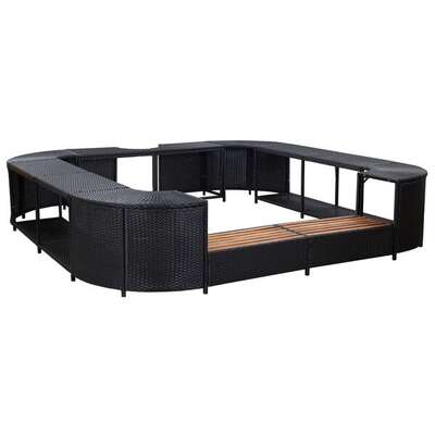 Square Spa Surround Poly Rattan Steps 268cm | EXTG