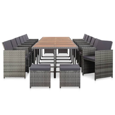 17 Piece Outdoor Dining Set with Cushions Poly Rattan Anthracite