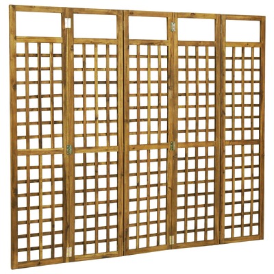 5-Panel Room Divider/Trellis Solid Acacia Wood