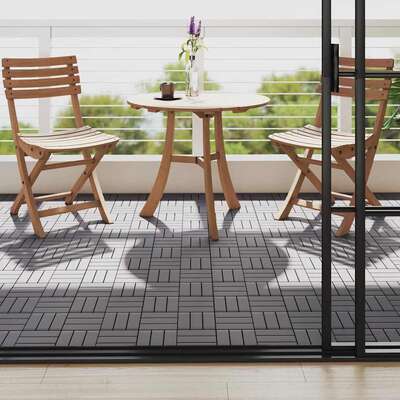 Decking Tiles 10 pcs Grey Wash  Solid Acacia Wood