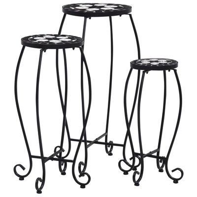 Mosaic Tables 3 pcs Black and White Ceramic