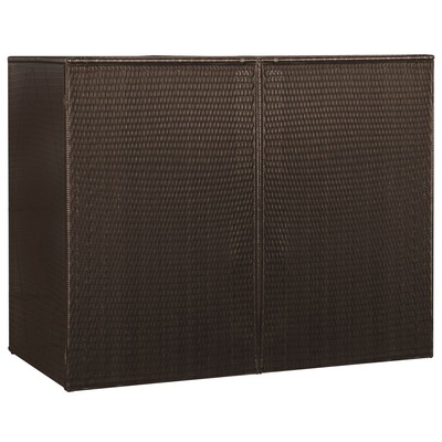 Double Wheelie Bin Shed Brown Poly Rattan