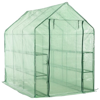 Walk-in Greenhouse with 12 Shelves Steel 
