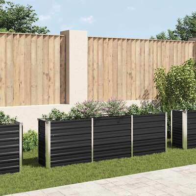 47043 Garden Raised Bed Galvanised Steel 240x40x77 cm Anthracite