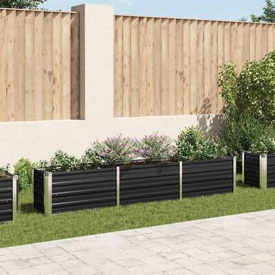 47047 Garden Raised Bed Galvanised Steel 240x40x45 cm Anthracite