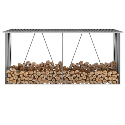 Garden Log Storage Shed Galvanised Steel Anthracite