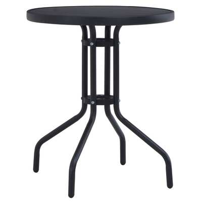 Garden Table Black 60 cm Steel and Glass