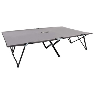 Two Person Folding Camping Cot Grey Steel