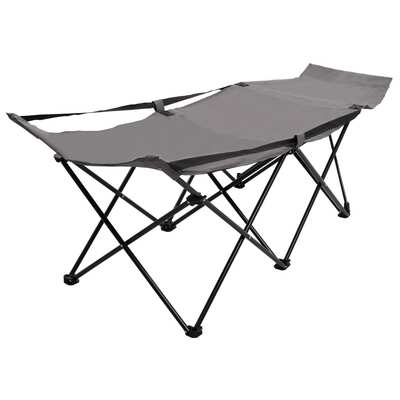 Folding Camping Cot Grey Steel