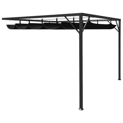 Garden Wall Gazebo with Retractable Roof Canopy Anthracite