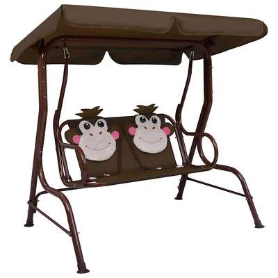 idaXL Kids Swing Bench Brown Fabric