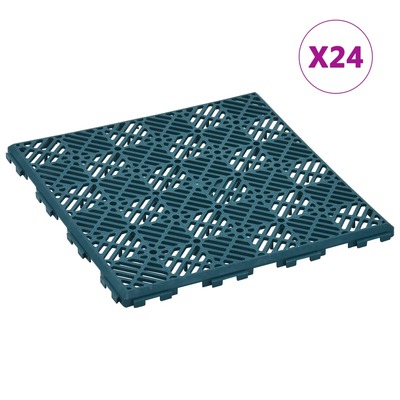 Garden Tiles 24 pcs Green Plastic