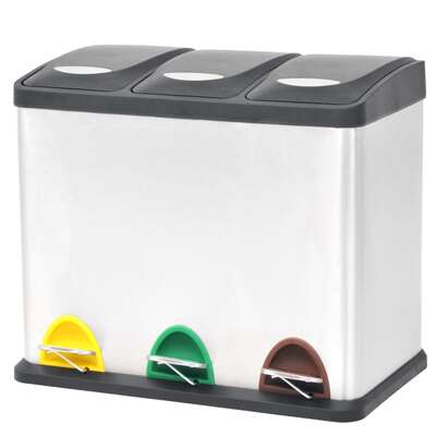 Recycling Pedal Bin Garbage Trash Bin Stainless Steel 