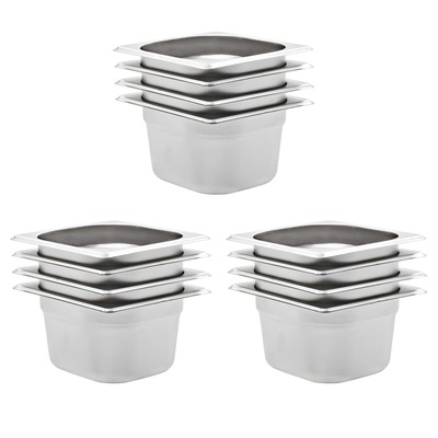 Gastronorm Containers 12 pcs GN 1/6 100 mm Stainless Steel