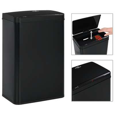Automatic Sensor Dustbin Black Steel 60 L