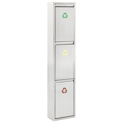 Recycle Dustbin Silver Stainless Steel 3x15 L