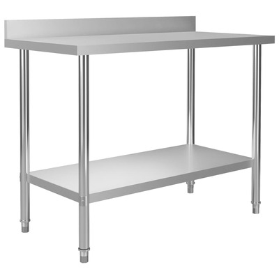 Kitchen Work Table with Backsplash Stainless Steel