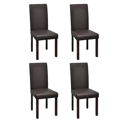 Dining Chair 4 pcs Brown Leather