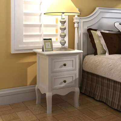 Nightstands 2 pcs with 2 Drawers MDF White 