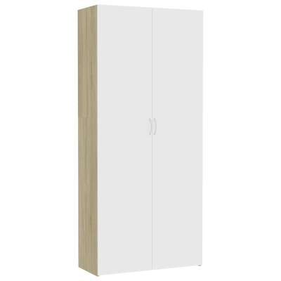 Storage Cabinet White and Sonoma Oak Chipboard
