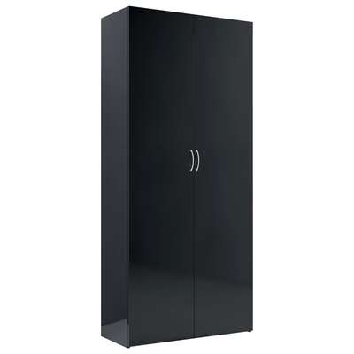 Storage Cabinet High Gloss Black Chipboard