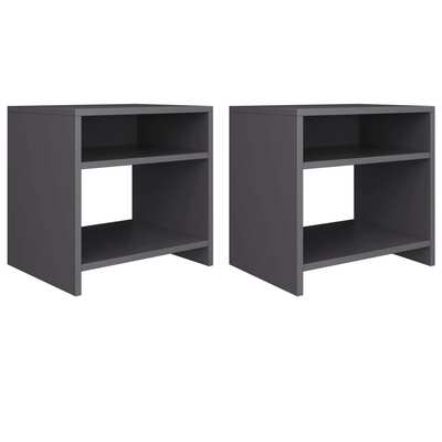 Bedside Cabinets 2 pcs Grey Chipboard