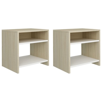 Bedside Cabinets 2 pcs White and Sonoma Oak Chipboard