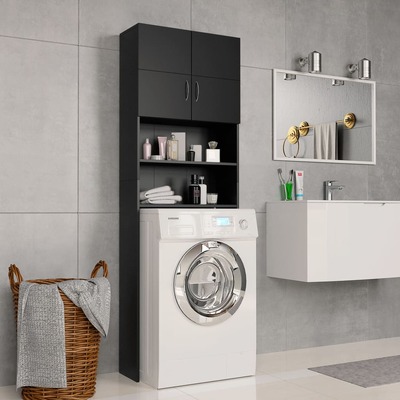 Washing Machine Cabinet Black Chipboard