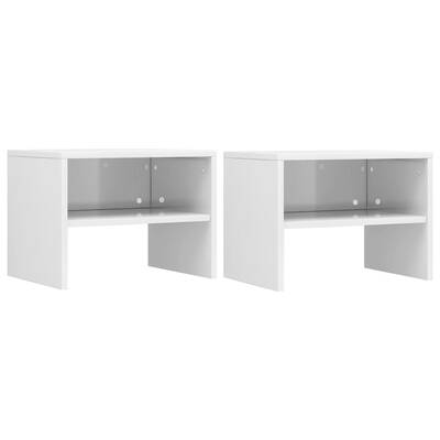 Bedside Cabinets 2  pcs High Gloss White Chipboard