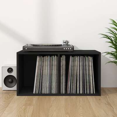 Vinyl Storage Box Black Chipboard