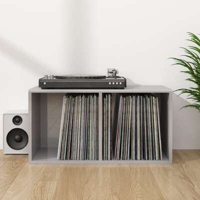 Vinyl Storage Box High Gloss Grey Chipboard